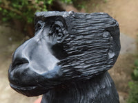 Polished Soap Stone Sitting Baboon Carving  x 1 From Zimbabwe - TopRock