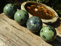 Polished Stromatolite / Kambamba Jasper Spheres  x 4 From Mahajanga, Madagascar - TopRock