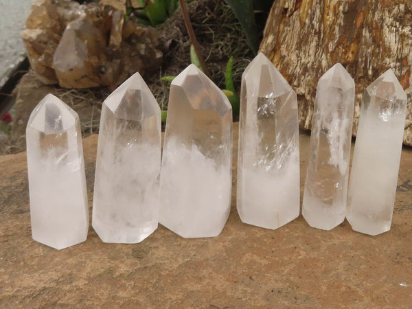 Polished Clear Quartz Crystal Points x 6 From Madagascar - TopRock