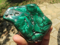 Polished Malachite Free Forms With Stunning Flower & Banding Patterns x 4 From Congo - TopRock