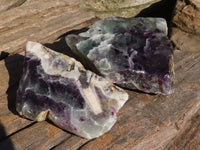 Polished One Side Polished Watermelon Fluorite Pieces  x 12 From Uis, Namibia