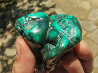 Polished Malachite Free Forms With Stunning Flower & Banding Patterns x 4 From Congo - TopRock