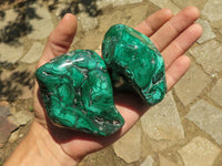 Polished Malachite Free Forms With Stunning Flower & Banding Patterns x 4 From Congo - TopRock