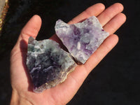 Polished One Side Polished Watermelon Fluorite Pieces  x 12 From Uis, Namibia