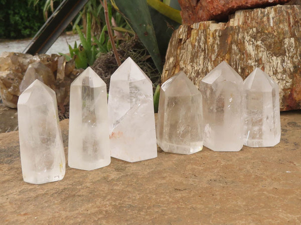 Polished Clear Quartz Crystal Points x 6 From Madagascar - TopRock