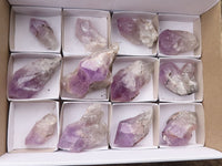 Natural Single Amethyst Quartz Crystals x 12 From Zambia - TopRock