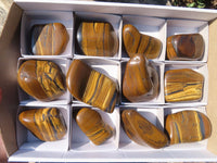 Polished Golden Tigers Eye Free Forms x 12 From Prieska, Northern Cape