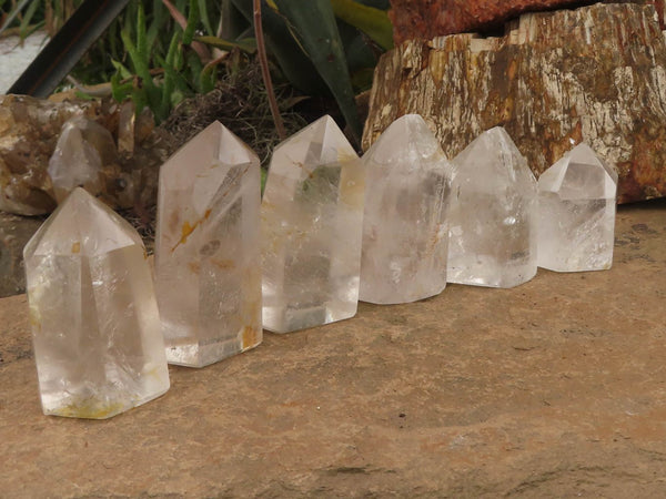 Polished Clear Quartz Crystal Points x 6 From Madagascar - TopRock