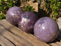 Polished  Lepidolite Spheres With Pink Tourmaline Inclusions  x 4 From Madagascar