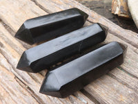 Polished Double Terminated Black Basalt Points  x 4 From Madagascar - Toprock Gemstones and Minerals 