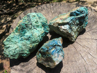 Natural Rough Malachite & Shattuckite Specimens  x 3 From Namibia - TopRock