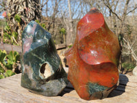 Polished Ocean Jasper Flame Sculptures x 2 From Madagascar