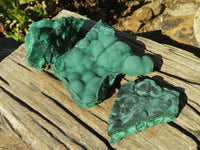 Natural Malachite Specimens x 3 From Congo