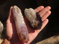 Natural Large Smokey Amethyst Window Quartz Crystals  x 12 From Chiredzi, Zimbabwe - Toprock Gemstones and Minerals 