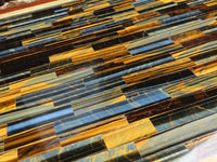 Polished Extra Large Blue Gold Tigers Eye Table Top With Amboia Hard Wood  x 1 From Southern Africa - Toprock Gemstones and Minerals 