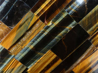 Polished Extra Large Blue Gold Tigers Eye Table Top With Amboia Hard Wood  x 1 From Southern Africa - Toprock Gemstones and Minerals 