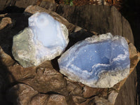 Natural Blue Lace Agate Geode Specimens  x 12 From Nsanje, Malawi