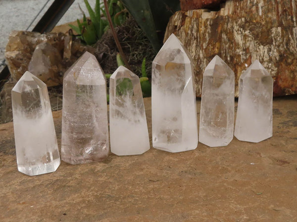 Polished Clear Quartz Crystal Points x 6 From Madagascar - TopRock