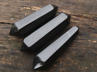 Polished Double Terminated Black Basalt Points  x 3 From Madagascar - TopRock