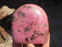 Polished Pink Rhodonite Standing Free Forms x 3 From Madagascar