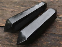 Polished Double Terminated Black Basalt Points  x 3 From Madagascar - TopRock