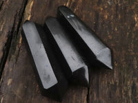 Polished Double Terminated Black Basalt Points  x 3 From Madagascar - TopRock