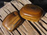 Polished Golden Tigers Eye Free Forms x 2 From Prieska, Northern Cape