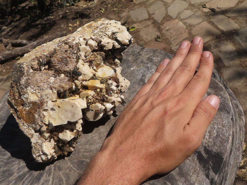 Natural Extra Large White Orthoclase Specimen With Black Aegirine Crystals  x 1 From Zomba Mountain, Malawi