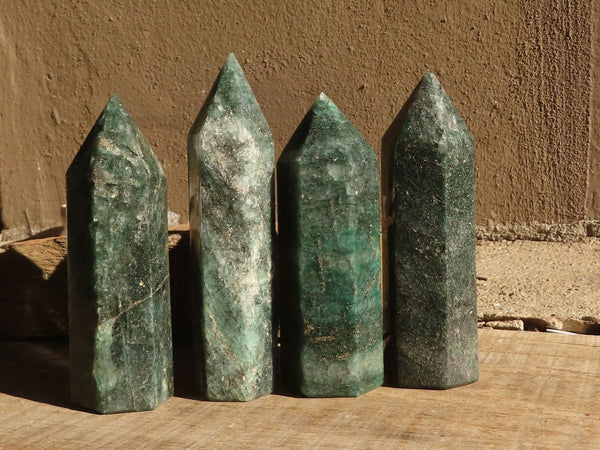 Polished Emerald Fuchsite Quartz Points x 4 From Madagascar