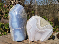 Polished Blue Lace Agate Standing Free Forms  x 2 From Nsanje, Malawi