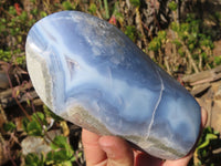 Polished Blue Lace Agate Standing Free Forms  x 2 From Nsanje, Malawi