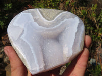 Polished Blue Lace Agate Standing Free Forms  x 2 From Nsanje, Malawi