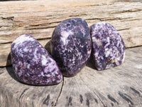 Polished Stunning Purple Lepidolite Standing Free Forms x 3 From Zimbabwe - TopRock