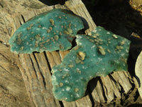 Polished One Side Polished Emerald Mtorolite Plates  x 2 From Mutorashanga, Zimbabwe