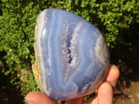 Polished Blue Lace Agate Standing Free Forms  x 2 From Nsanje, Malawi - Toprock Gemstones and Minerals 