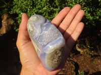 Polished Blue Lace Agate Standing Free Forms  x 2 From Nsanje, Malawi - Toprock Gemstones and Minerals 