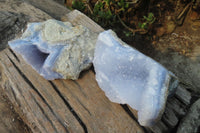 Natural Blue Lace Agate Geode Specimens x 2 From Nsanje, Malawi