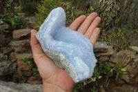 Natural Blue Lace Agate Geode Specimens x 2 From Nsanje, Malawi