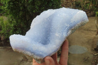 Natural Blue Lace Agate Geode Specimens x 2 From Nsanje, Malawi