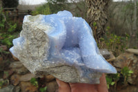 Natural Blue Lace Agate Geode Specimens x 2 From Nsanje, Malawi