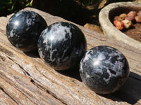 Polished Merlinite Gabbro Spheres  x 6 From Madagascar - Toprock Gemstones and Minerals 