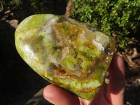 Polished Green Opal Standing Free Forms  x 3 From Madagascar