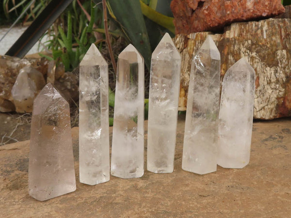 Polished Clear Quartz Crystal Points x 6 From Madagascar - TopRock