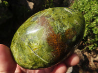 Polished Green Opal Standing Free Forms  x 3 From Madagascar