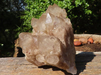 Natural Cascading White Phantom Smokey Quartz Clusters  x 2 From Luena, Congo - Toprock Gemstones and Minerals 