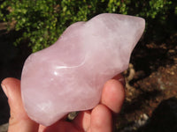 Polished Rose Quartz Flame Sculptures x 4 From Madagascar