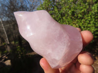 Polished Rose Quartz Flame Sculptures x 4 From Madagascar