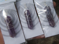 Polished Double Terminated Amethyst with Silver Wire Wrapped Pendant  - sold per piece - From South Africa - TopRock