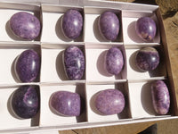 Polished Purple Lepidolite Palm Stones  x 12 From Zimbabwe