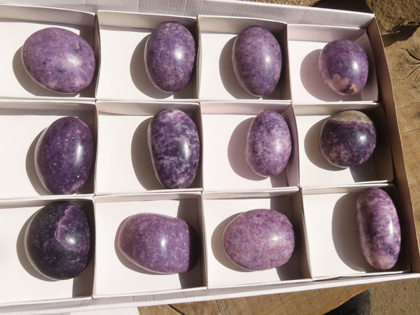 Polished Purple Lepidolite Palm Stones  x 12 From Zimbabwe